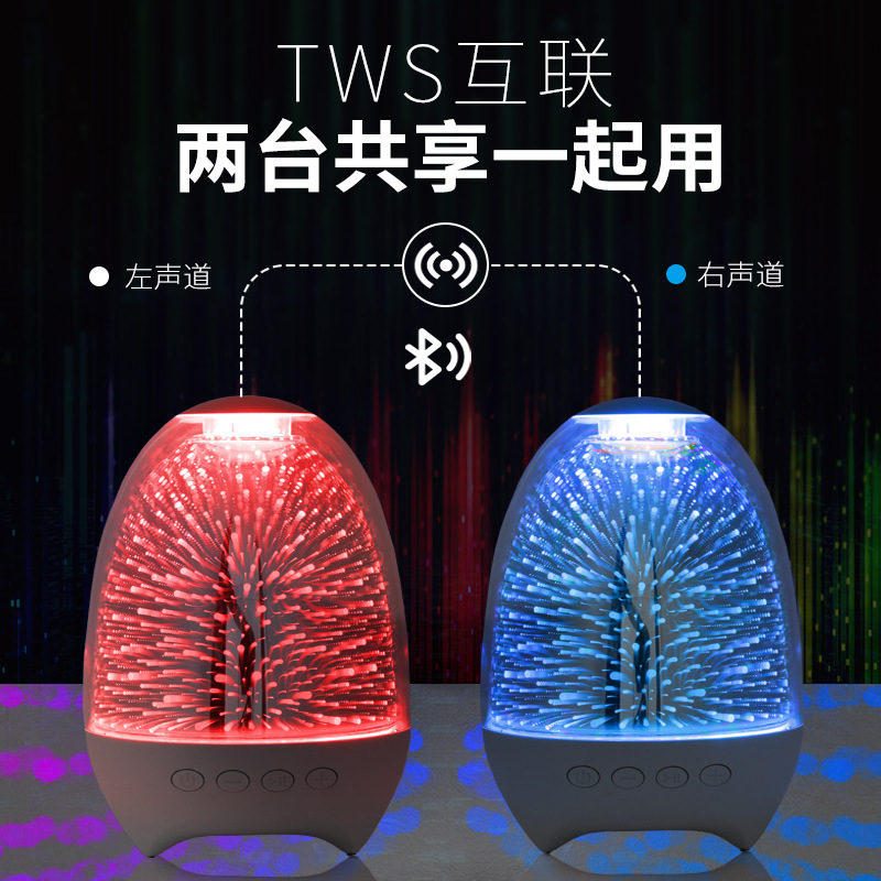 led炫彩氛围灯音响 3D星空插卡串联tws创意蓝牙音箱白底实物图
