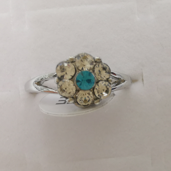 Rhinestone alloy ring 12, plated white k