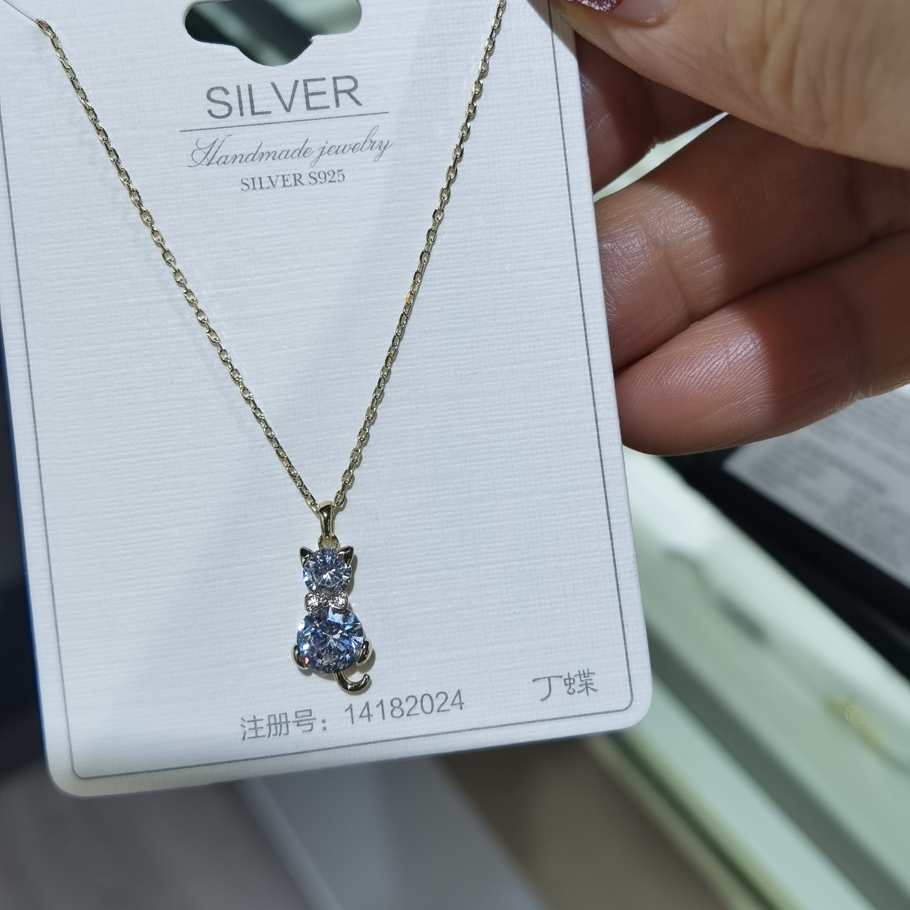 925 silver kitten necklace