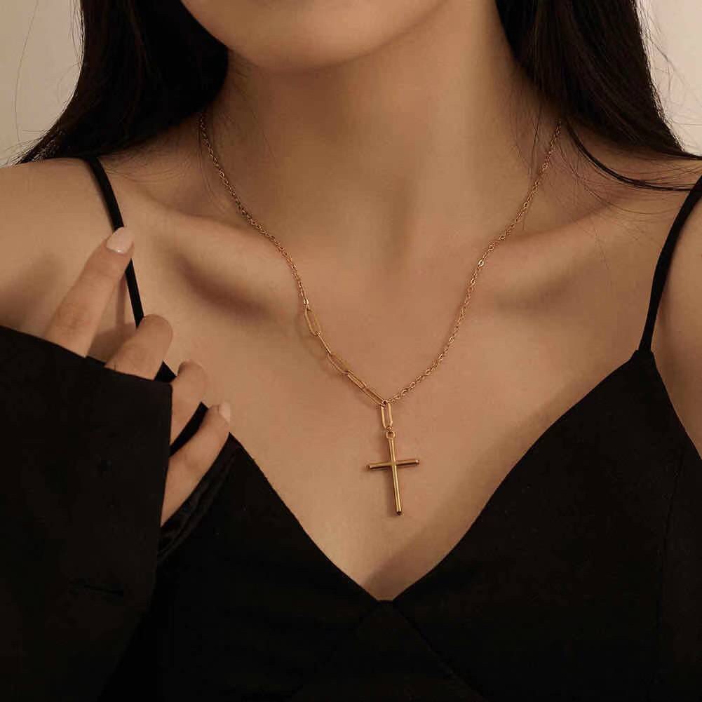 Internet hit stainless steel cross necklace
