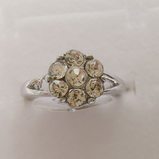 Alloy rhinestone ring 11 plated white k