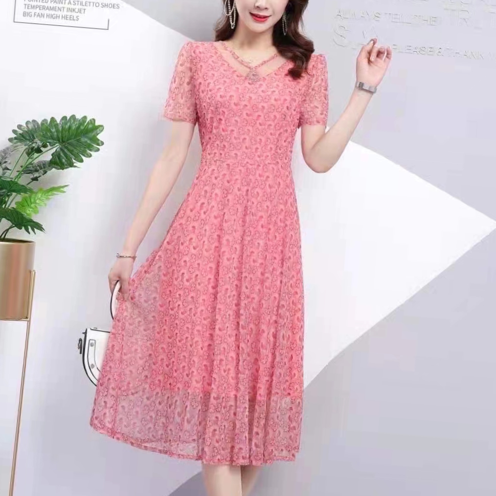 网纱粉色小花连