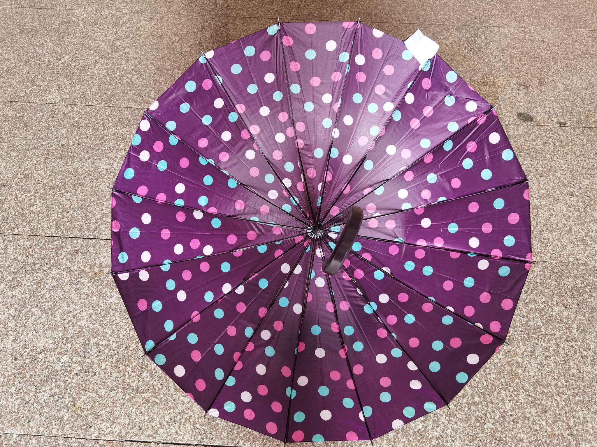 650#16K round bone floral fabric business straight pole umbrella, sunshade umbrella, firm and fashionable gift umbrella pic 3