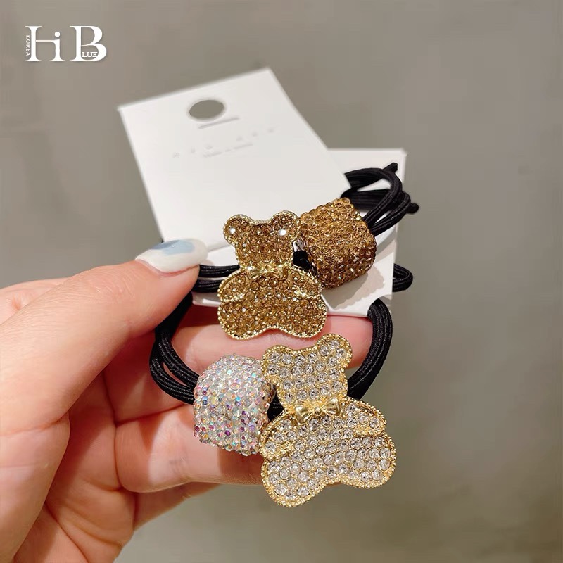ins wind summer South Korea small fresh water diamond bear hair rope 2021 new network red hair rope female