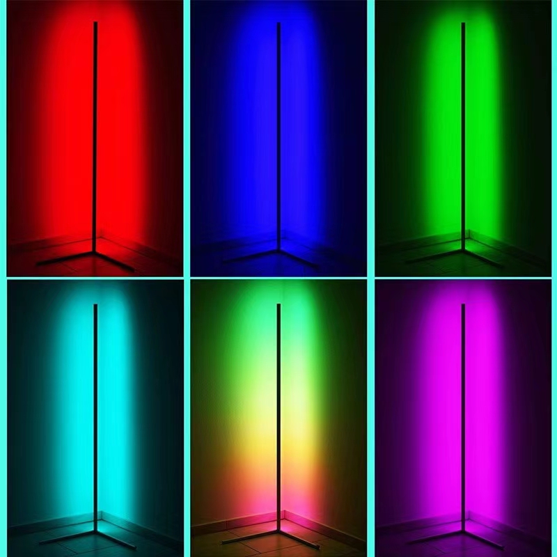 遥控RGB幻彩落地灯 客厅简约炫彩LED长条氛围墙角灯