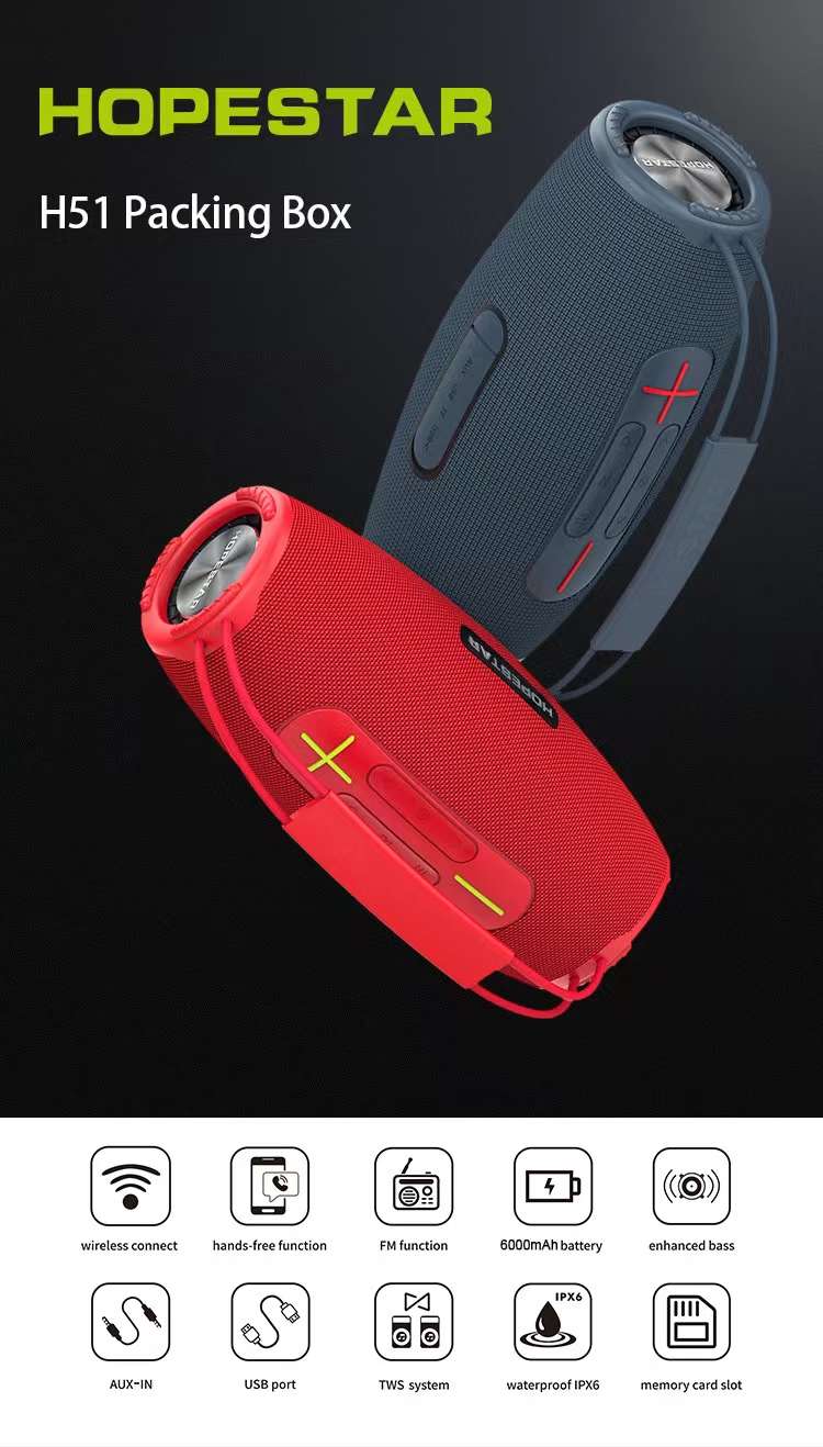New portable audio system launched [Celebration]# New model with 6-level water resistance: hopestar H51. Dimensions: 300*140*150MM detail image 2