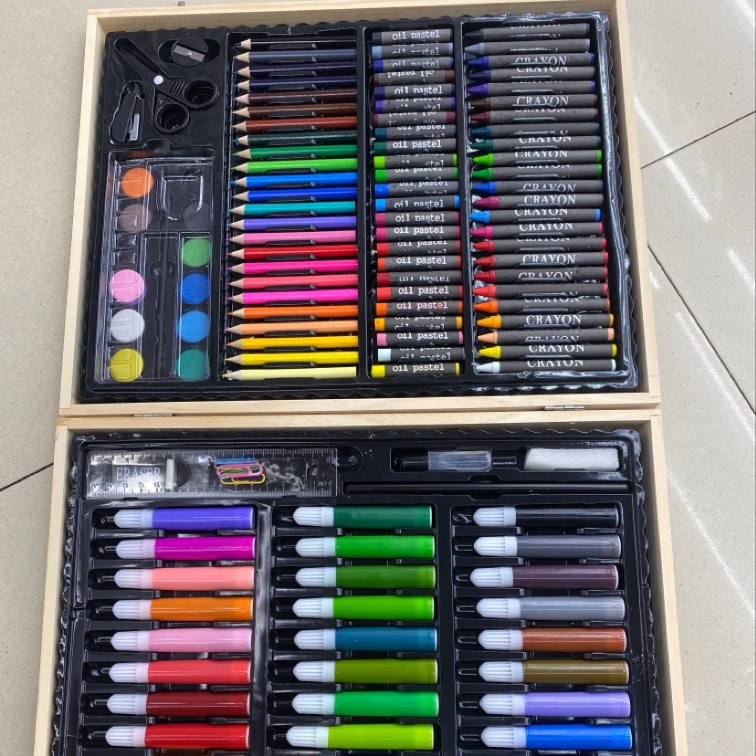 Wangsheng Stationery Office Culture Learning 150pcs Wooden Box Painting Set details Picture