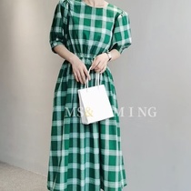 Green plaid dress