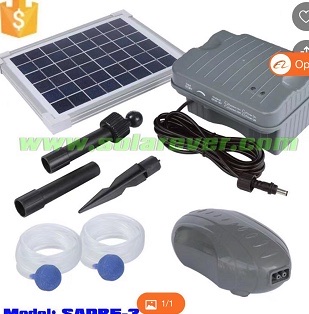 The solar water pump garden water pump solar pool aerator is composed of a brushless DC air pump, solar panels and two air spring stones. Use solar energy to make it environmentally friendly and portable details Picture