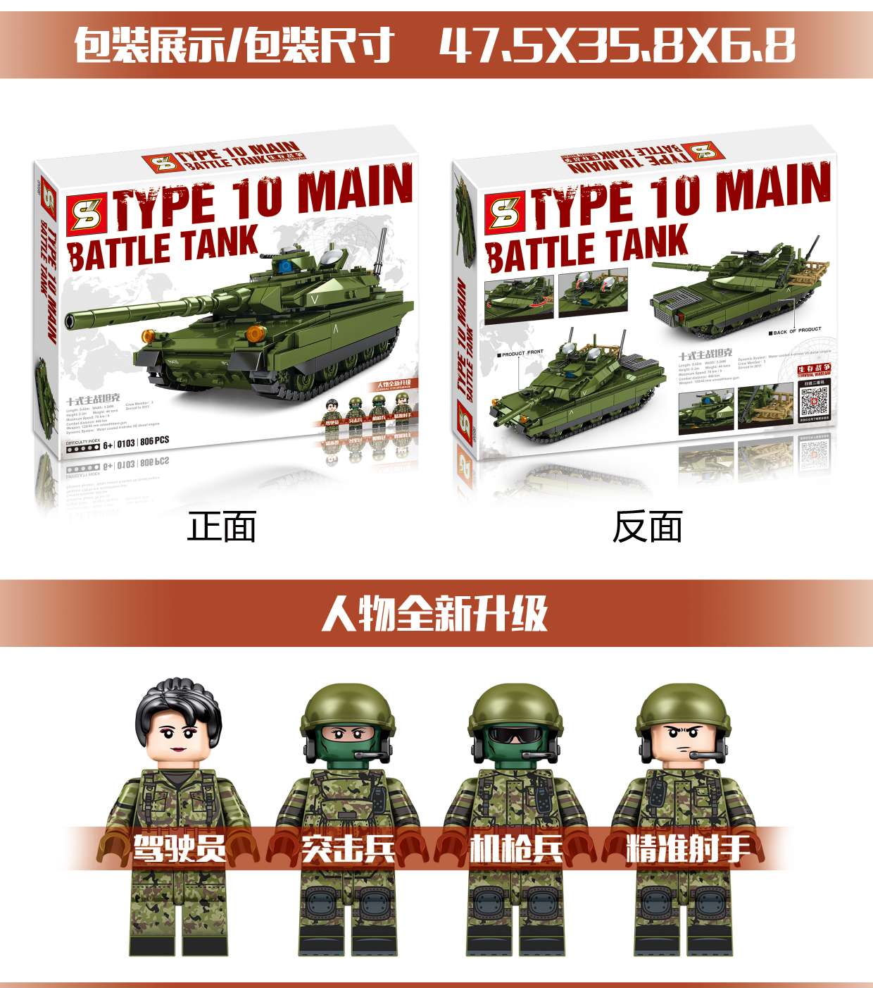 Junrong Toys Senbao building blocks Main Battle Tank details Picture