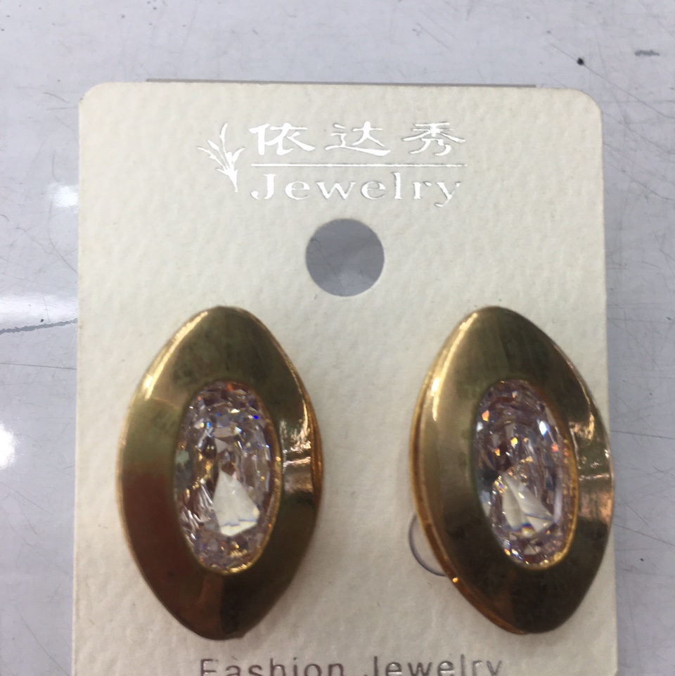 宽边镶锆耳环