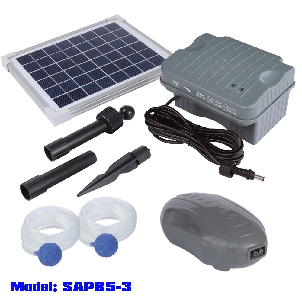 The solar water pump garden water pump solar pool aerator is composed of a brushless DC air pump, solar panels and two air spring stones. Use solar energy to make it environmentally friendly and portable
