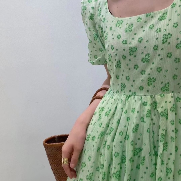 Green floral dress