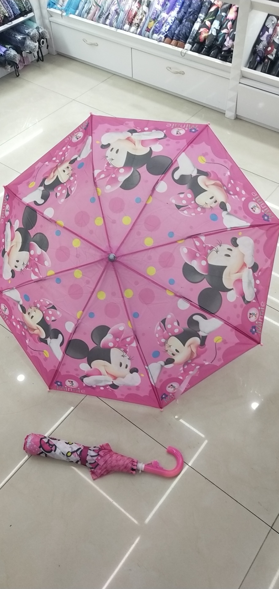 3D cute cartoon printed pattern two-fold long-handled umbrella, children's umbrella detail image 8