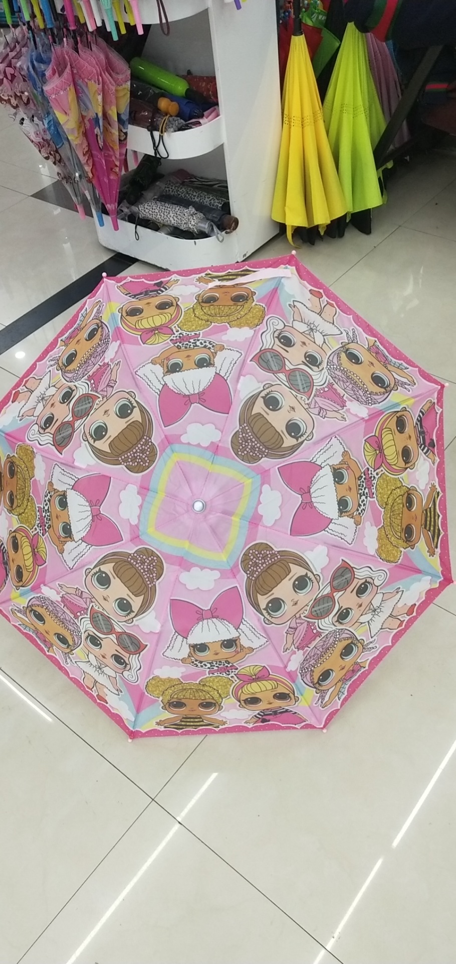 3D cute cartoon printed pattern two-fold long-handled umbrella, children's umbrella detail image 5