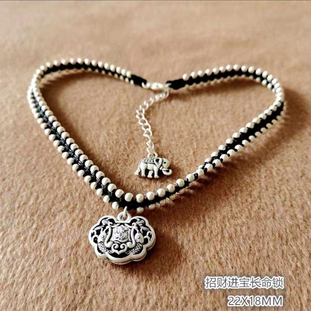 Jingpuli Accessories, Korean Daemunmun Starry Sky Necklace, trendy Agate Silver Hidden Series, Money Soon Flower Chain