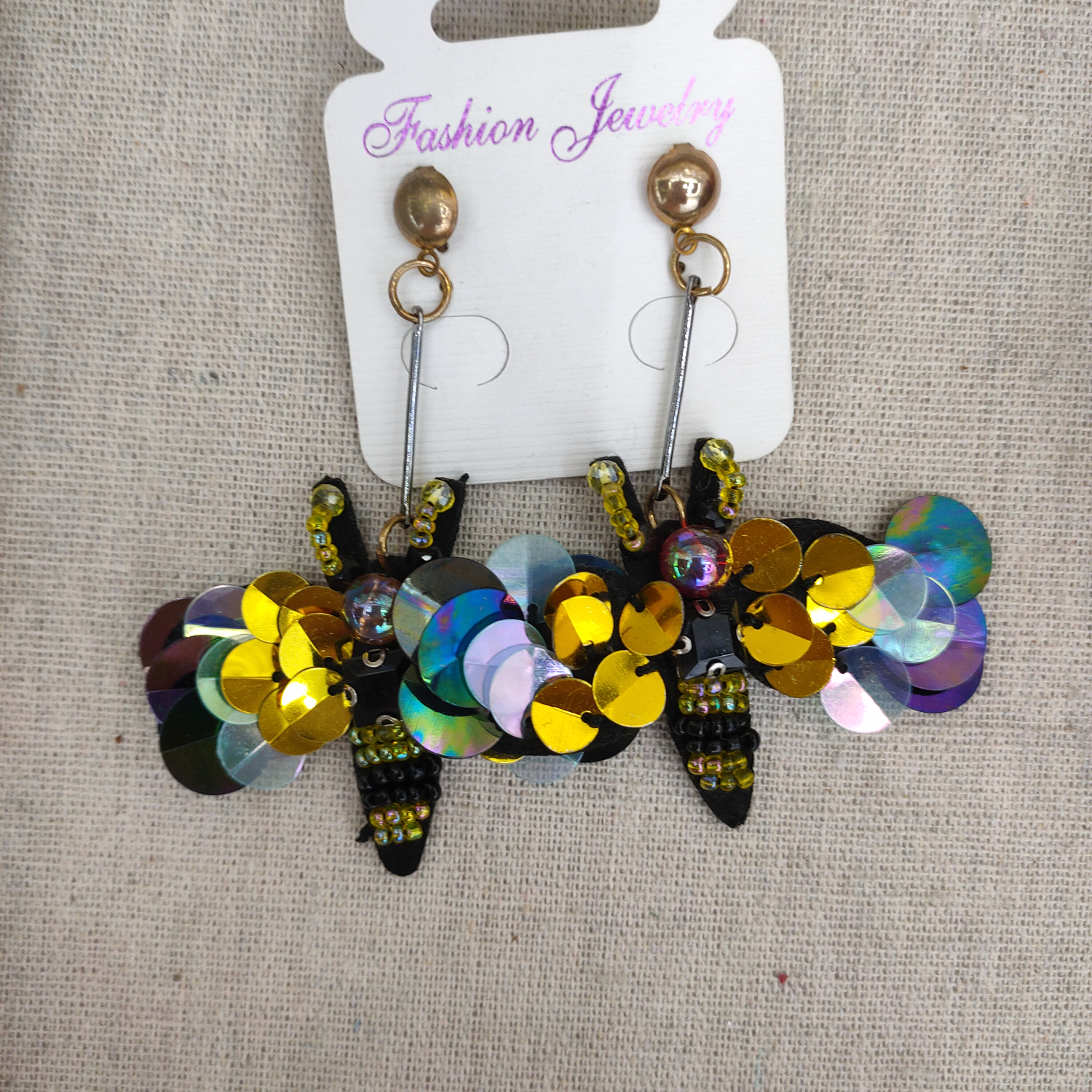 Japanese cute fabric sequin Bee girl earrings Cartoon unicorn buckle creative earring gift