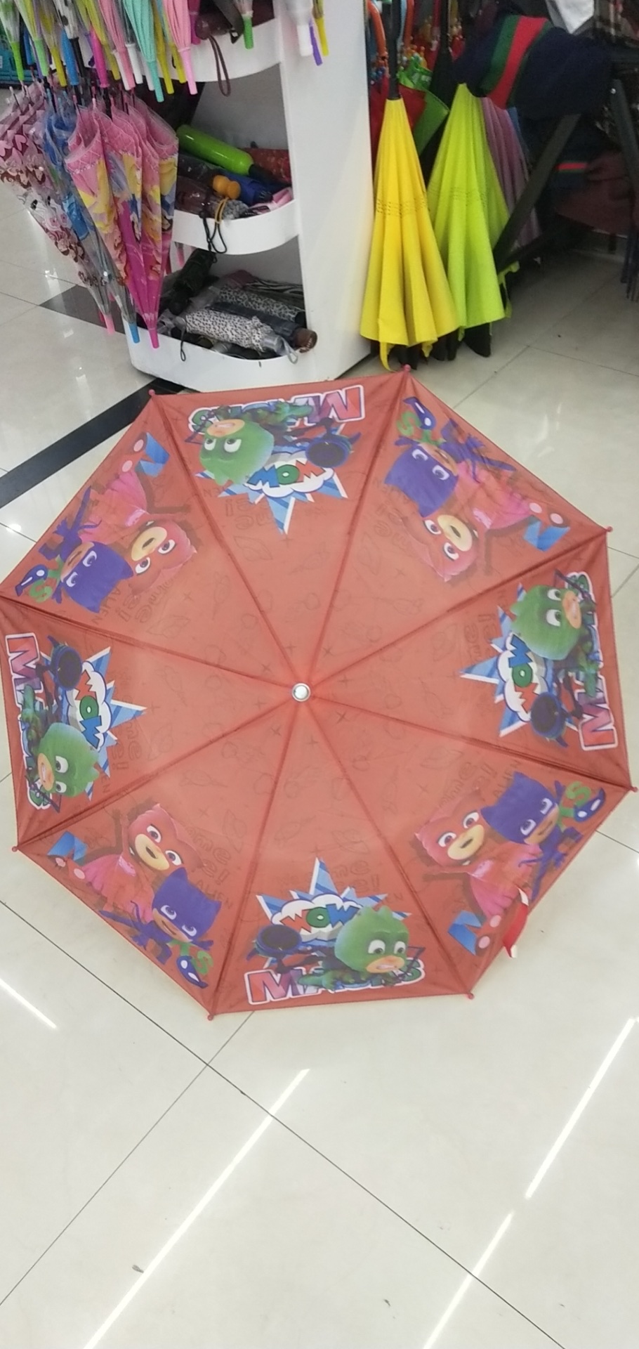 3D cute cartoon printed pattern two-fold long-handled umbrella, children's umbrella detail image 2
