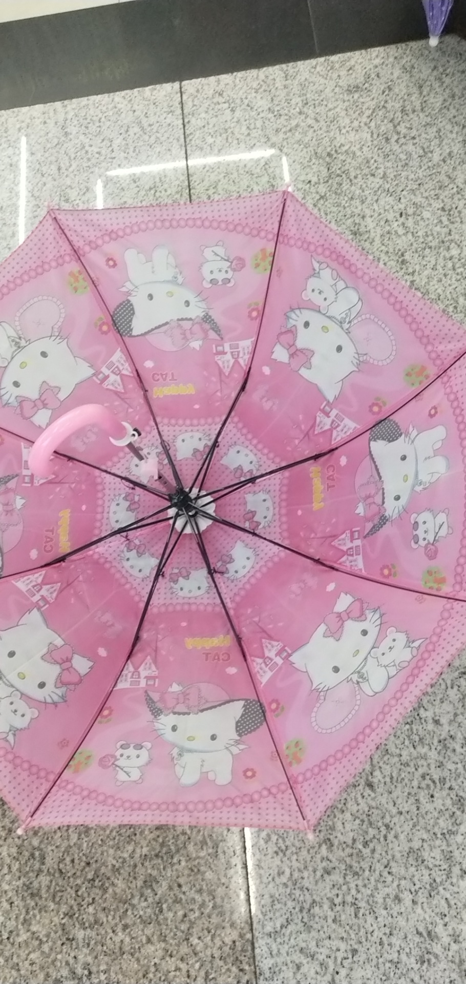 3D cute cartoon printed pattern two-fold long-handled umbrella, children's umbrella Specification image