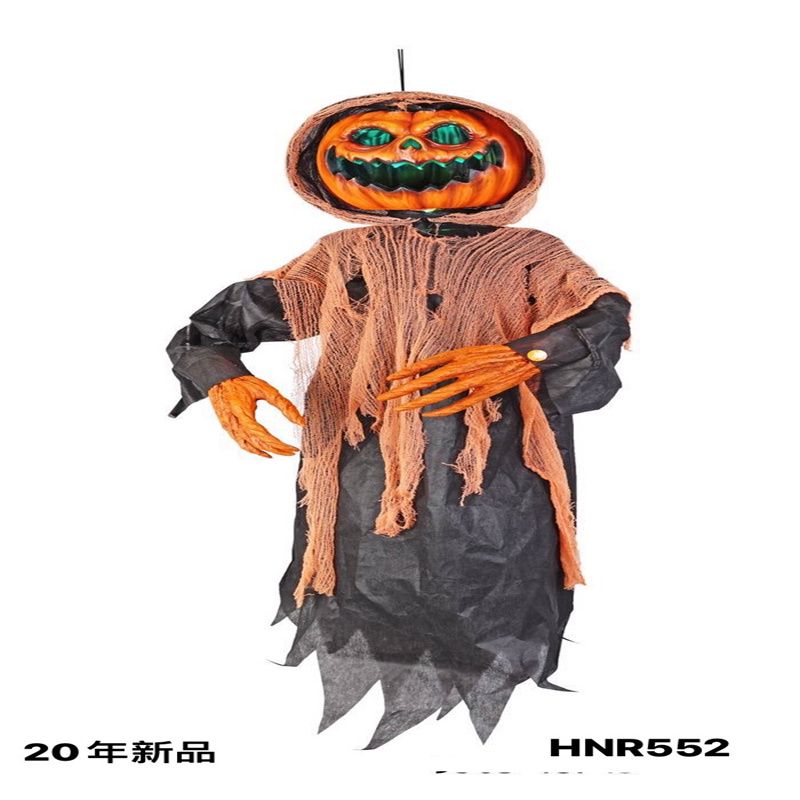 Halloween decorative pendant Pumpkin Ghost Glow and sound intelligent Sensing prank toy manufacturer Shanghai HNR552 details Picture
