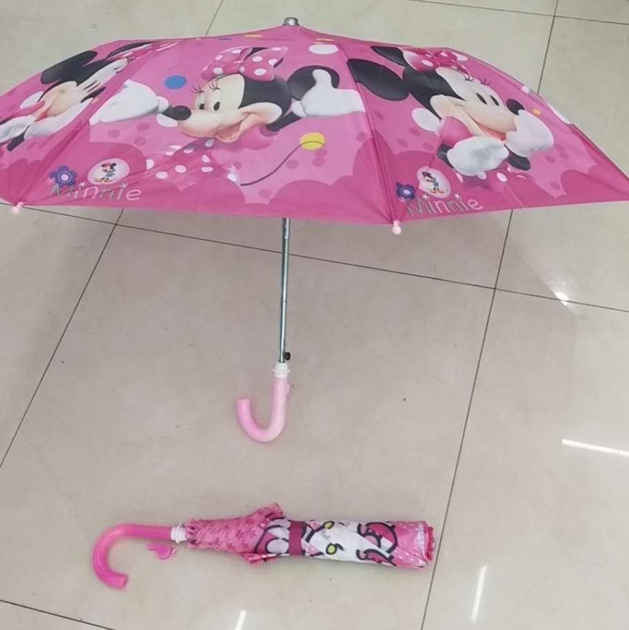 3D cute cartoon printed pattern two-fold long-handled umbrella, children's umbrella