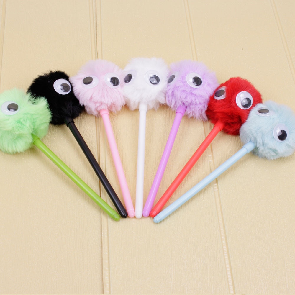 眼睛毛球中性笔，新颖造型独特的设计，学习用品礼品赠送
