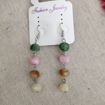 Japanese cute natural stone girl earrings cartoon buckle creative earring gift