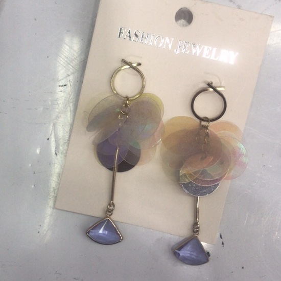 Sequins and pendant earrings