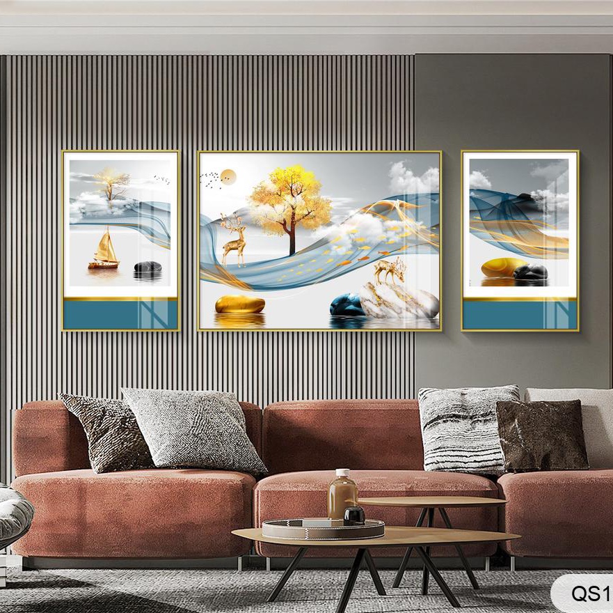 Aluminum crystal porcelain painting living room set painting
