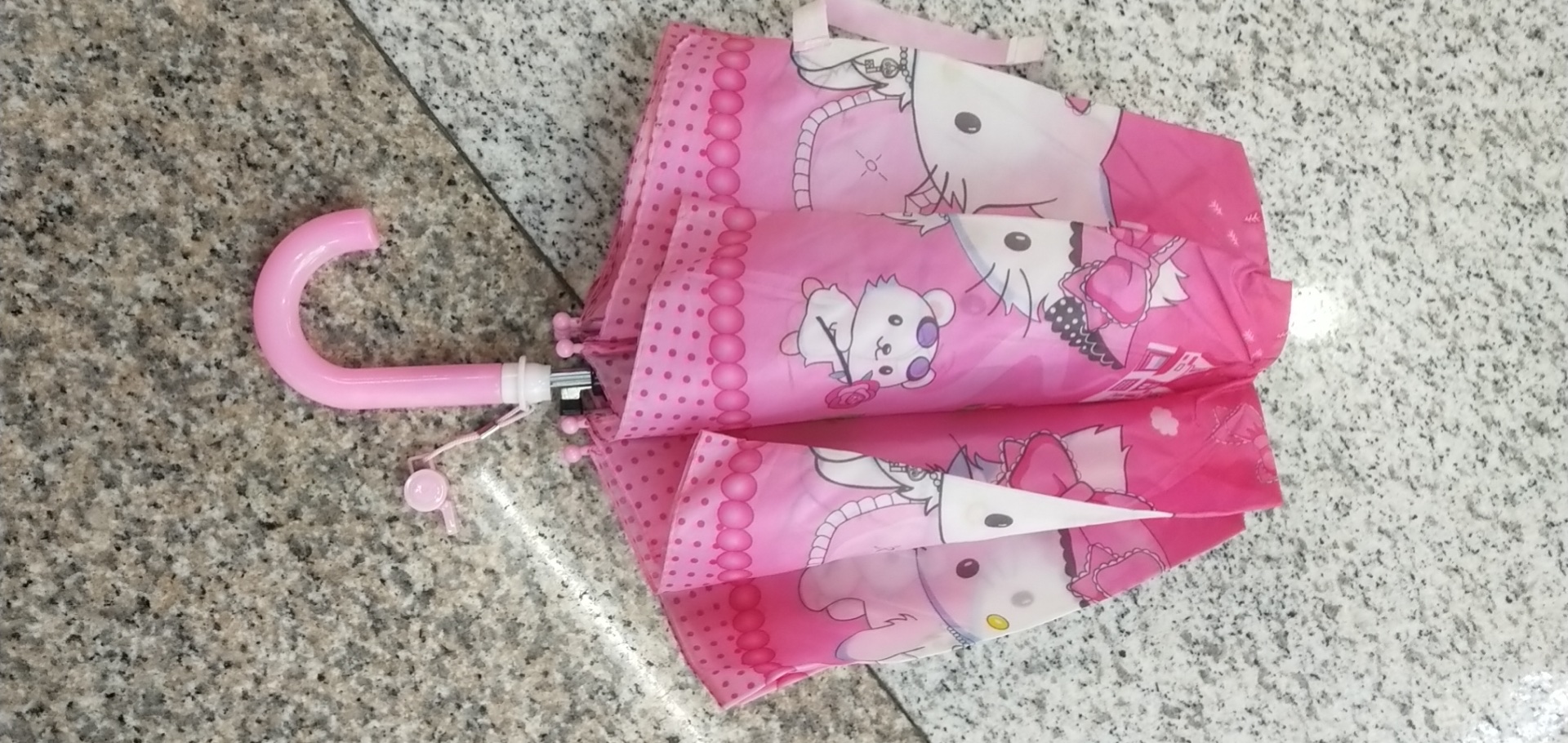 3D cute cartoon printed pattern two-fold long-handled umbrella, children's umbrella details Picture
