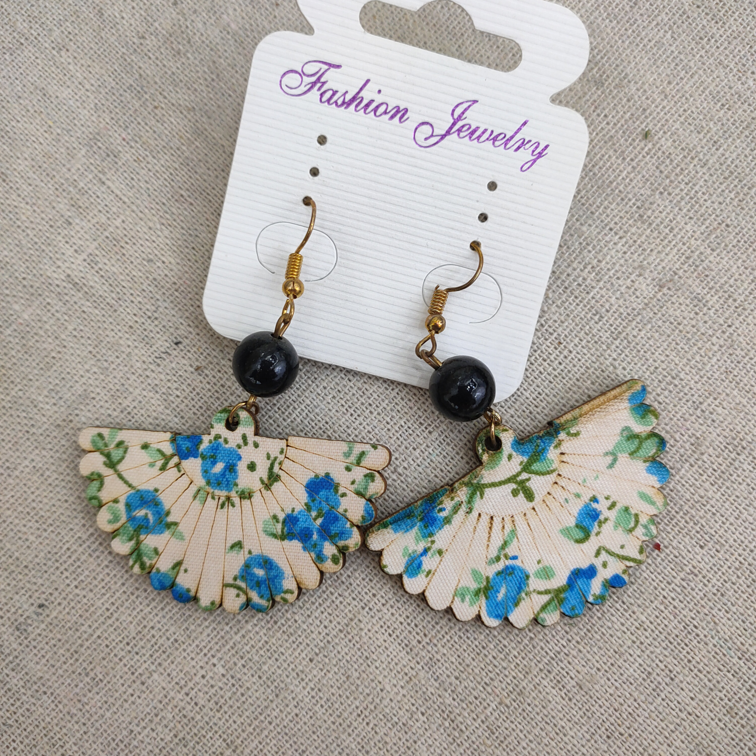Japanese cute fabric flower fan girl earrings cartoon buckle creative earring gift