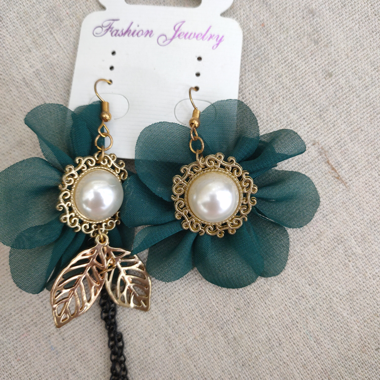 Japanese lovely cloth pearl flower girl earrings cartoon buckle creative earring gift