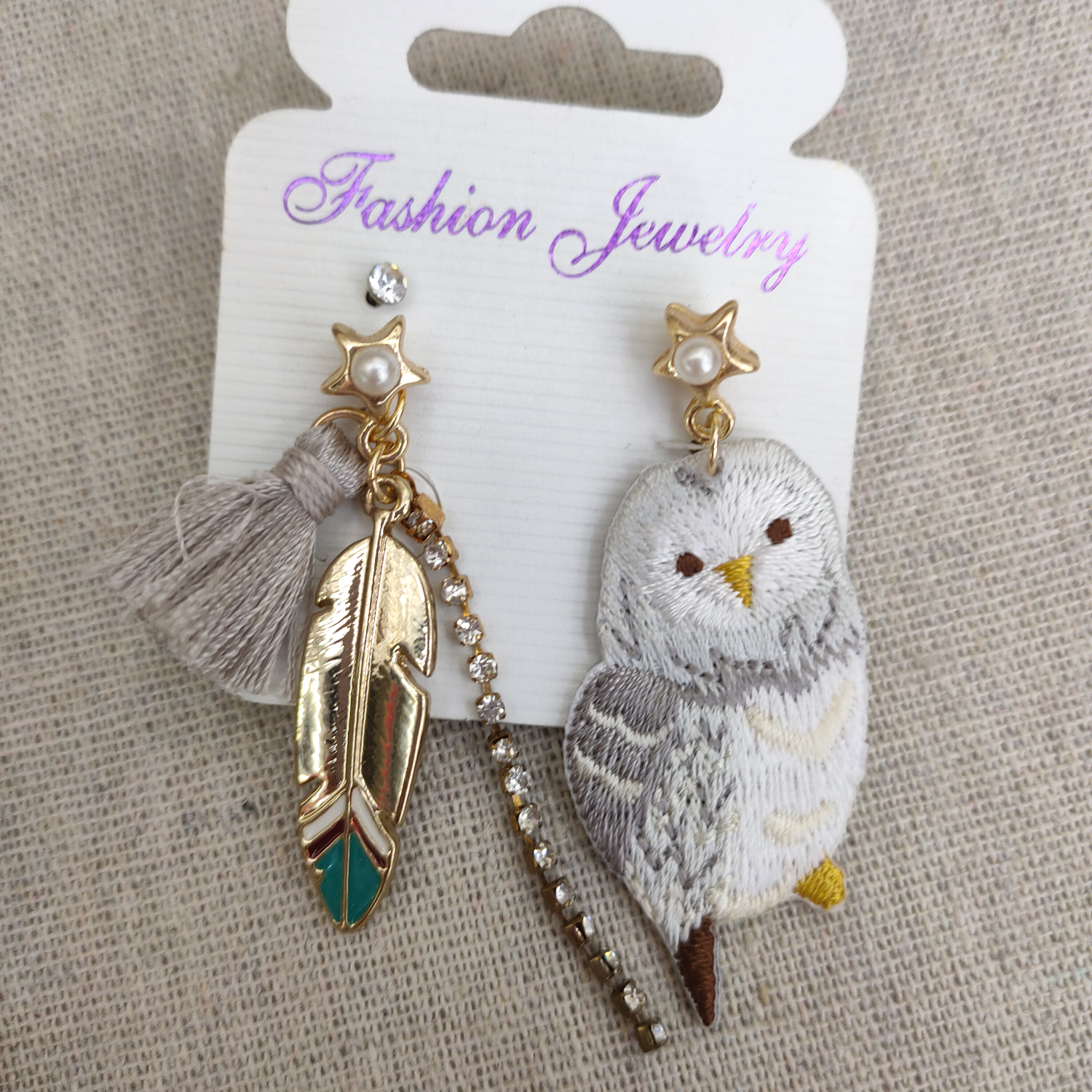 Japanese cute fabric embroidery girl earrings cartoon unicorn buckle creative earring gift
