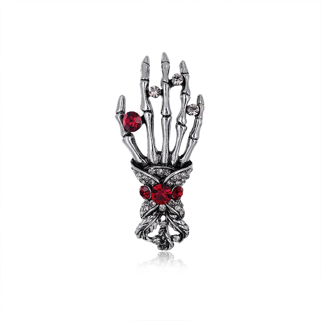 Europe and the United States popular fashion Korean version of the trend alloy point drill palm net red brooch thumbnail