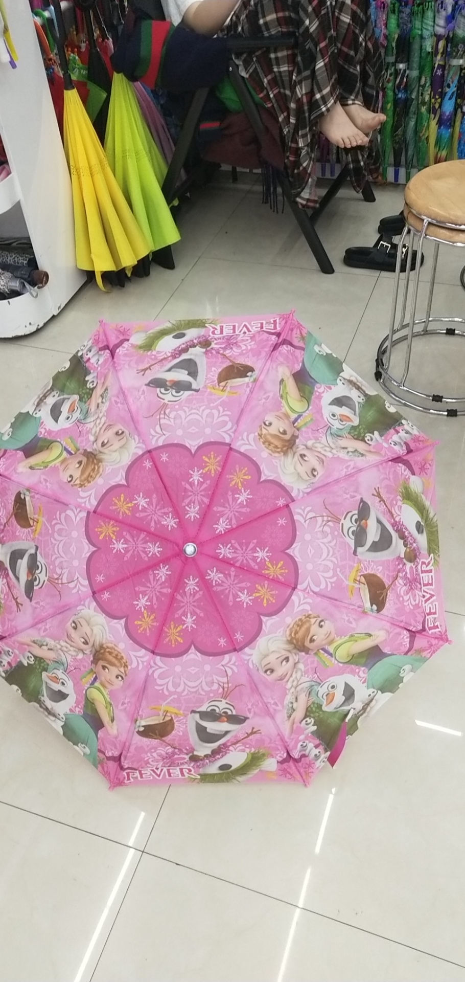 3D cute cartoon printed pattern two-fold long-handled umbrella, children's umbrella detail image 1