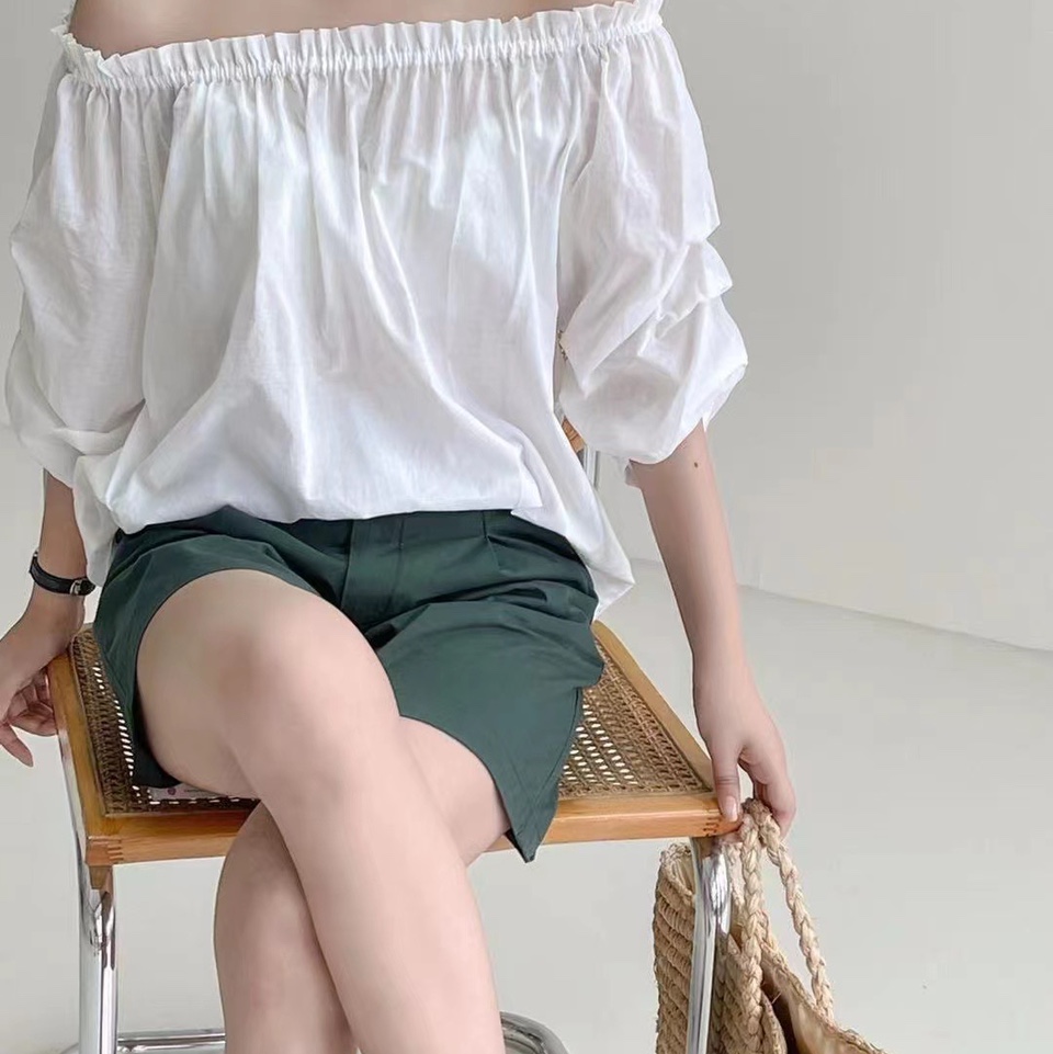 Off-the-shoulder white top