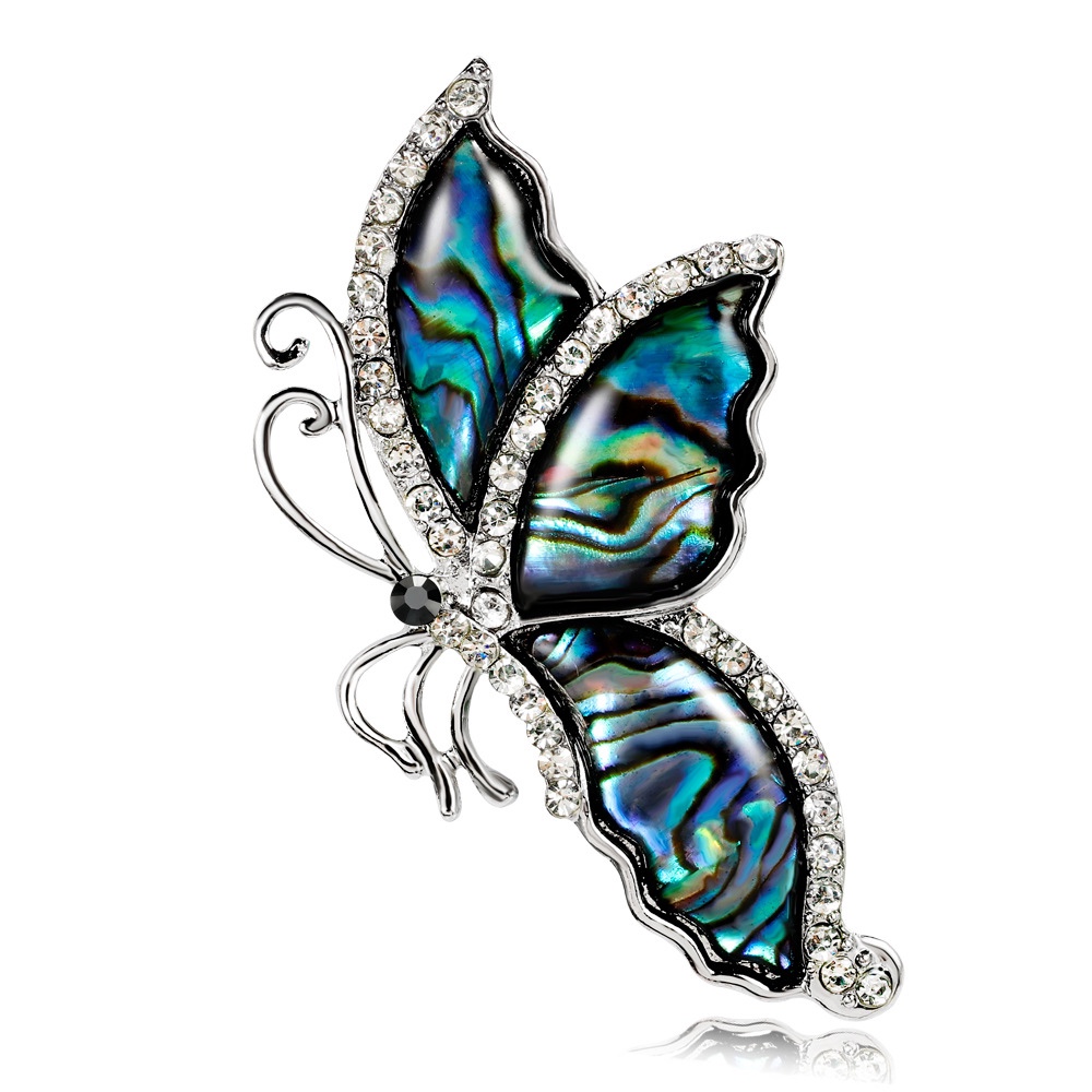 Europe and the United States favorite network red explosion of natural shell butterfly alloy dot drill brooch pearl thumbnail