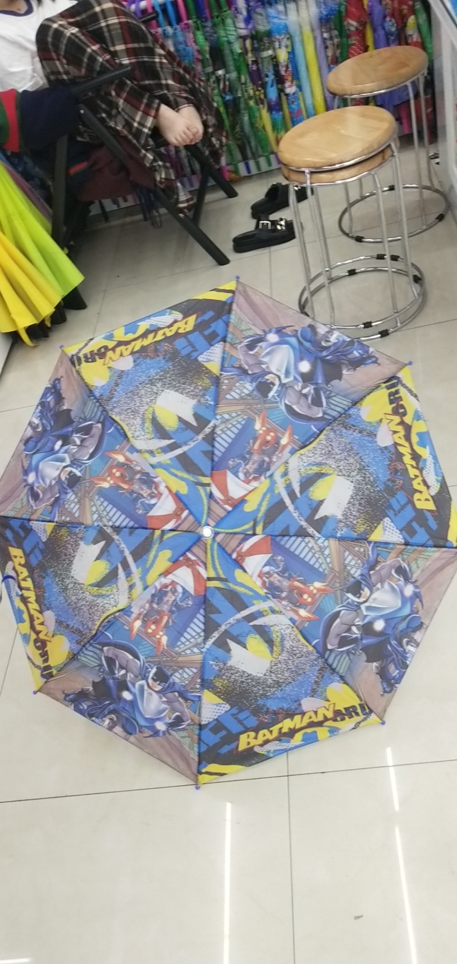 3D cute cartoon printed pattern two-fold long-handled umbrella, children's umbrella detail image 4