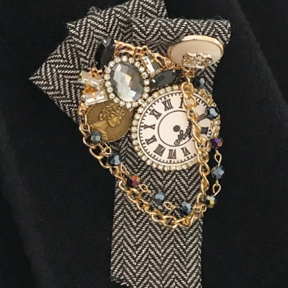 韩国时尚石英表链条简约毛衣外套大衣开衫时尚气质胸针女别针配饰