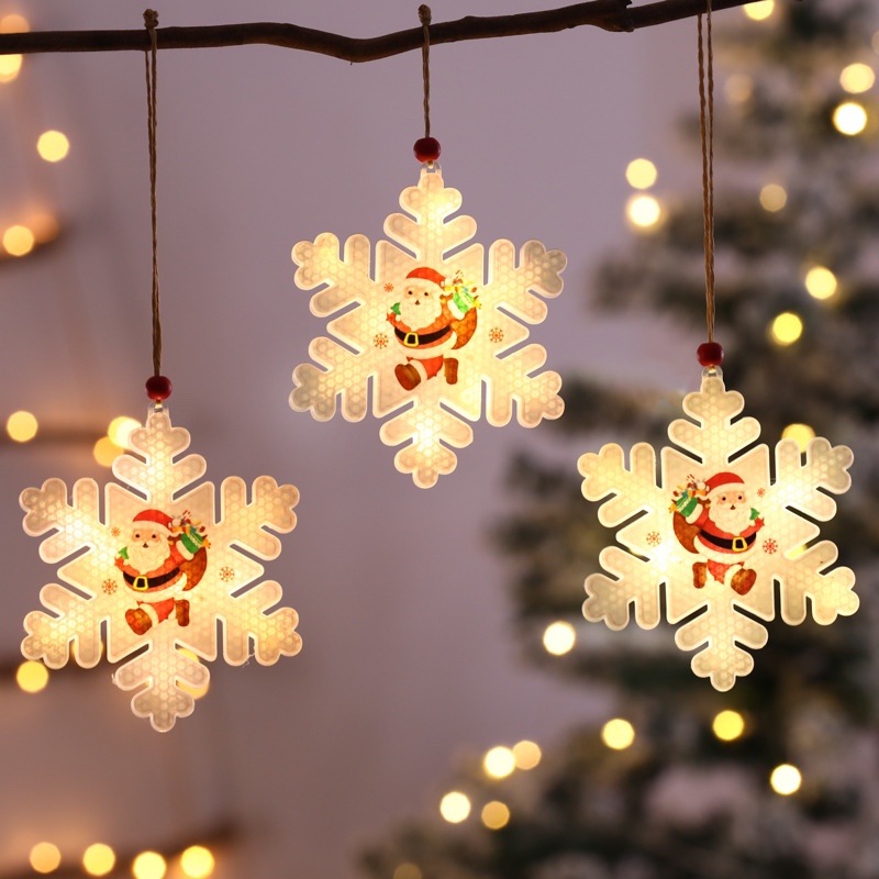 Christmas tree decoration hanging lights LED lights flashing lights string lights full star battery lights new snowflakes