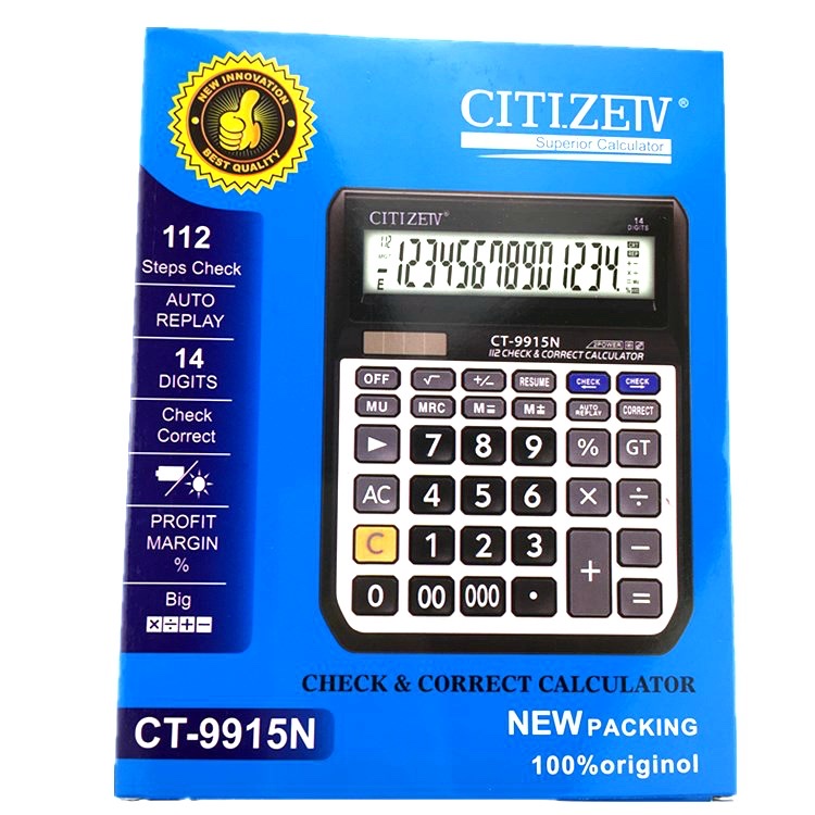 高端计算器CT-9915c14位    双重电源太阳带电池计算器 大屏幕显示 可复查计算器 批发 厂家直销详情图1