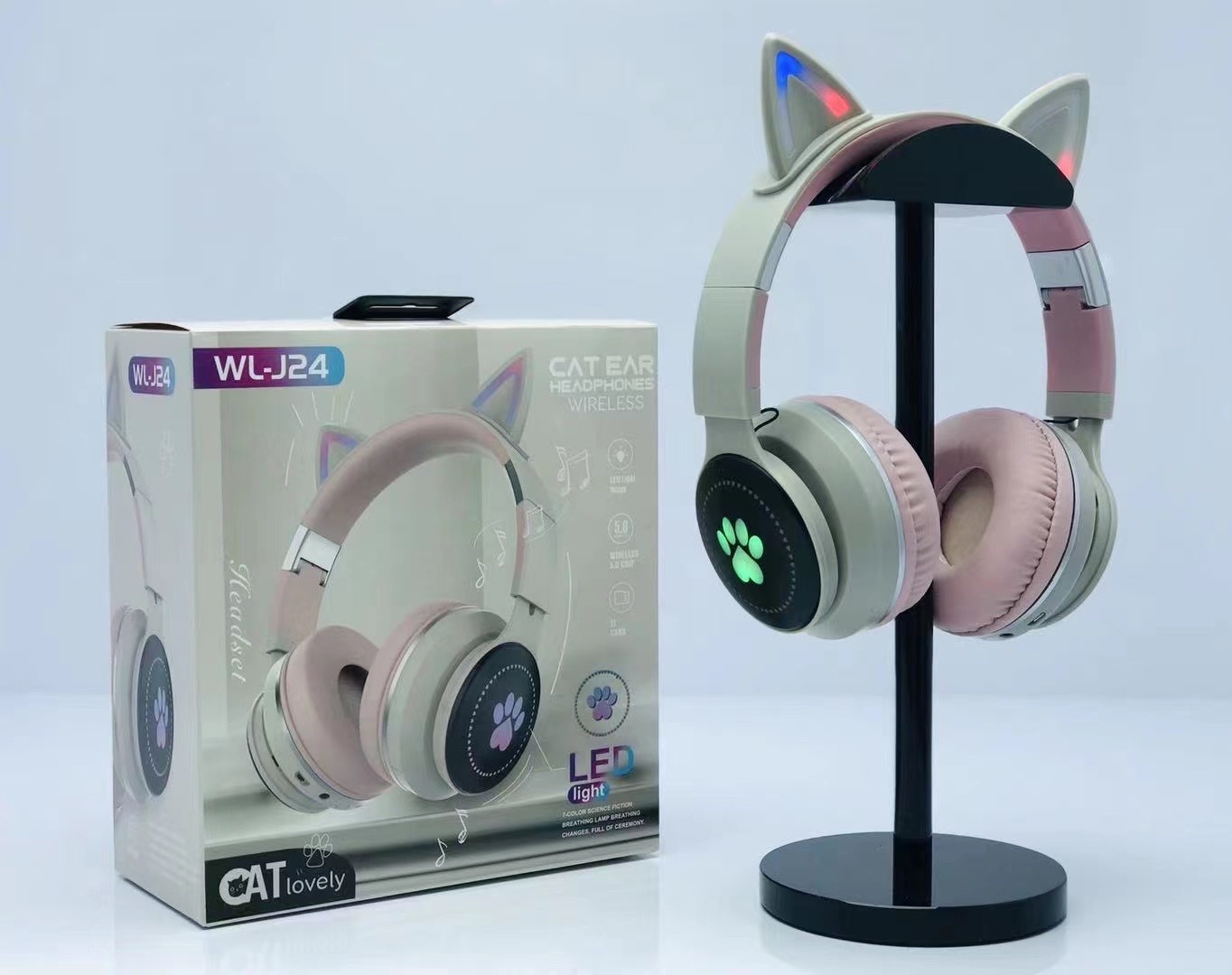 WL-j24 auriculares de oído de gato color: negro gris/rosa gris/púrpura gris/verde rosa/blanco color del caso: 89*49*79CM detail image 5