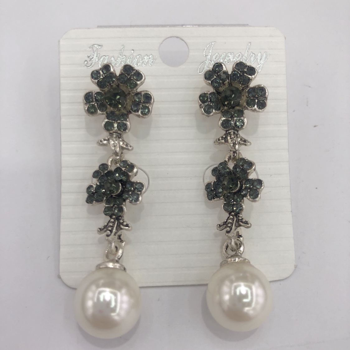 Pearl elegant girl sweet net red temperament set diamond personality vacation essential long earrings thumbnail