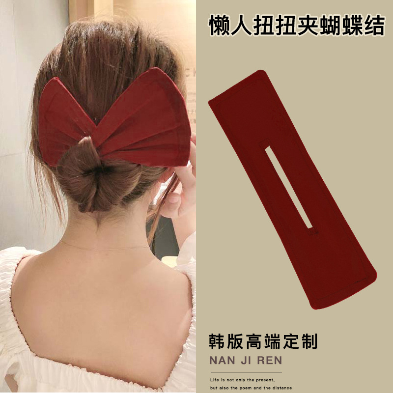 FLY61 Bow Twist Hair Clip, a summer bun hairstyle lazy person's magic hair clip for the back of the head, a headwear accessory detail image 2
