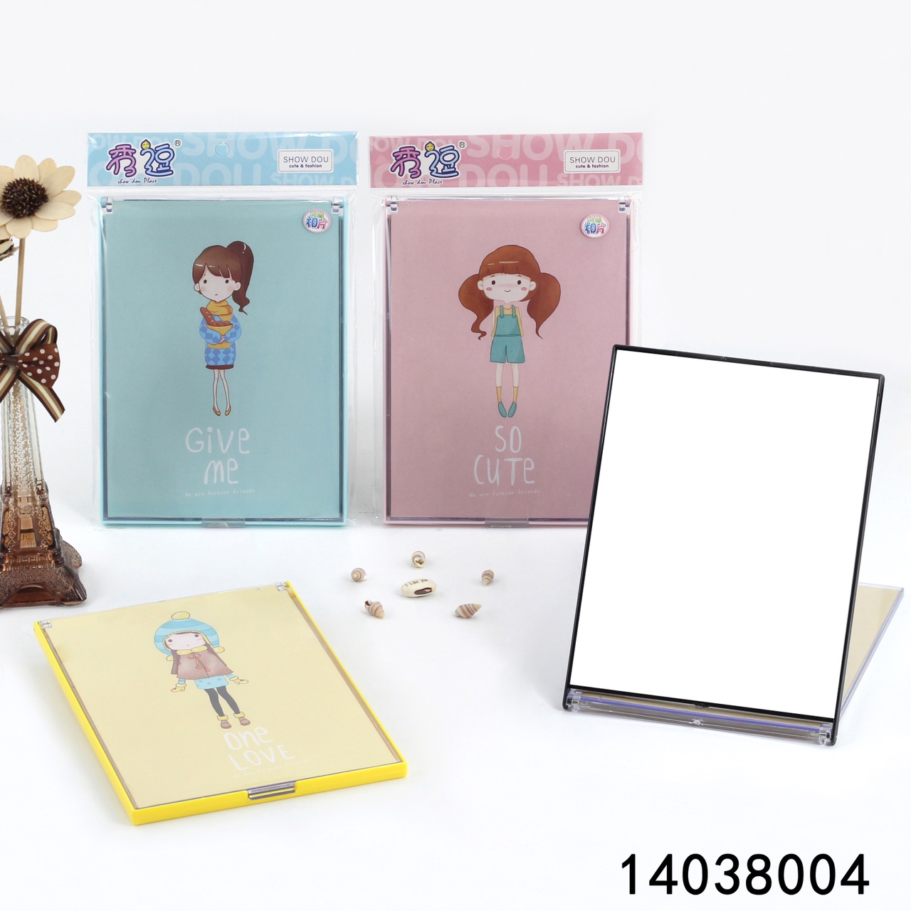 Large clip-on photo single mirror Cartoon foldable desktop mirror makeup mirror thumbnail