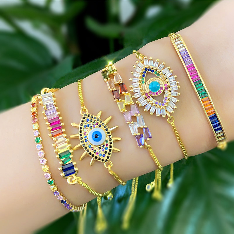 A new European and American fashion product, a delicate micro-inlaid zircon pull-out bracelet, a colorful crystal bracelet accessory for female students detail image 3