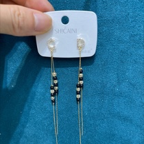 Long fringe slim-fit pop earrings
