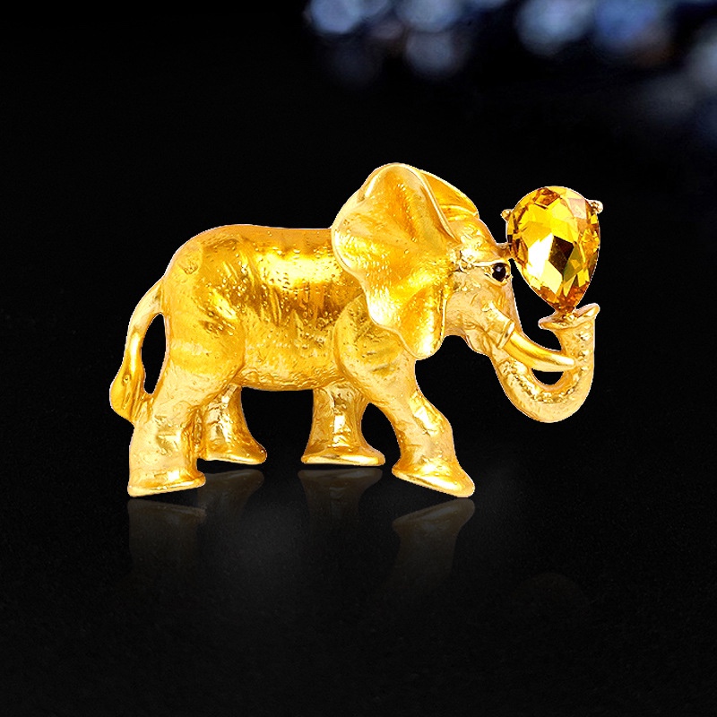 Crystal Good Luck Good lift Elephant Alloy Rhinester Elephant animal corsage Drop oil Elephant brooch