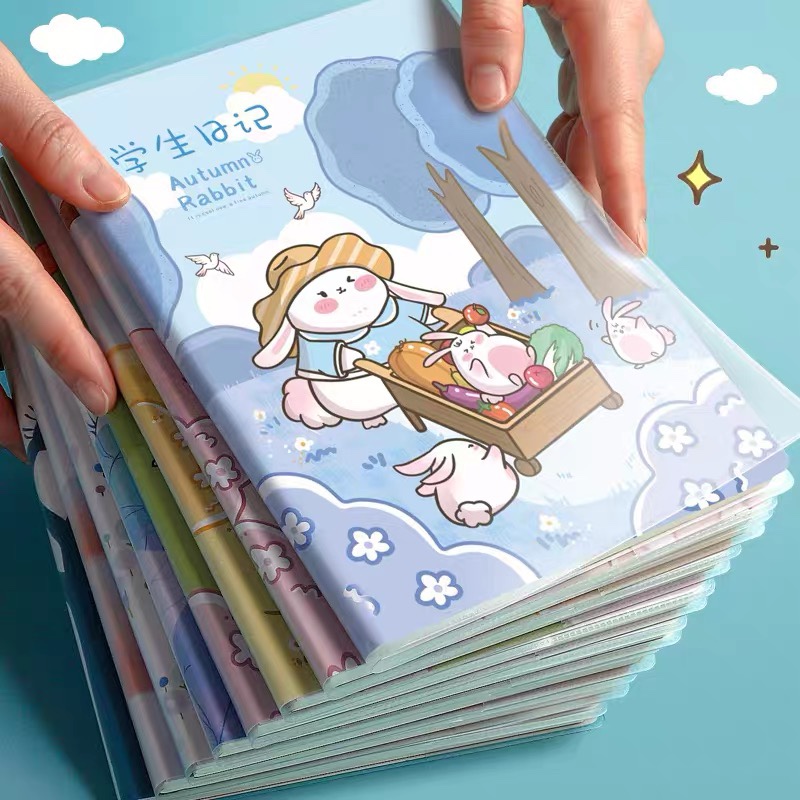 日记本小学生田字格一年级二年级三年级儿童周记本可爱卡通幼儿园加厚胶套本老师推荐A5记事本格子本小方格