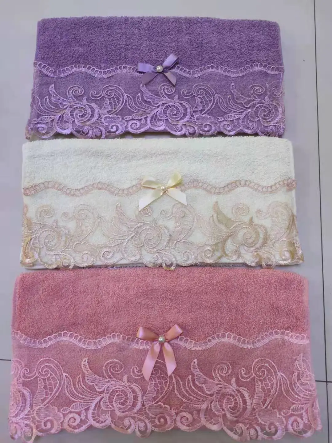 Caixing Foreign Trade lace bath towels of various sizes detail image 4